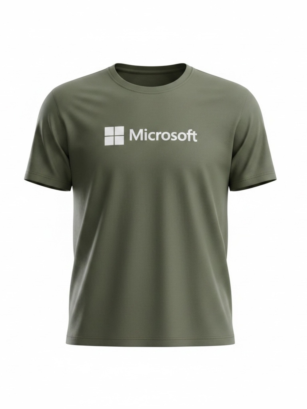 Microsoft Olive Crew Neck Logo T-Shirt 4XL